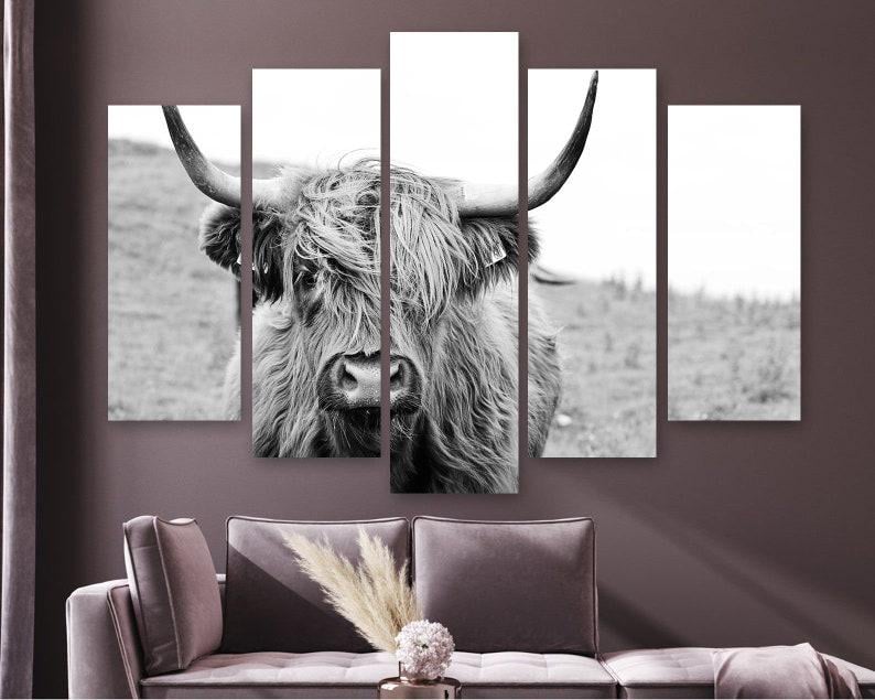 Модульная картина на холсте из пяти частей KIL Art Мохнатый бык 187x119 см (M51_XL_63)