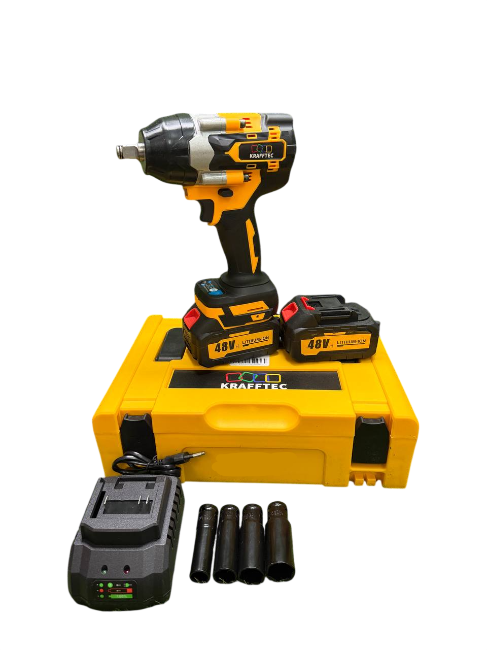 Гайковерт ударний акумуляторний KRAFFTEC PRO 48V 8 Ah 1500 Нм Жовтий (568568)