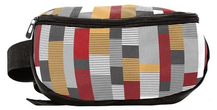 Поясна сумка бананка Paso 18-510KS з текстилю в клітку