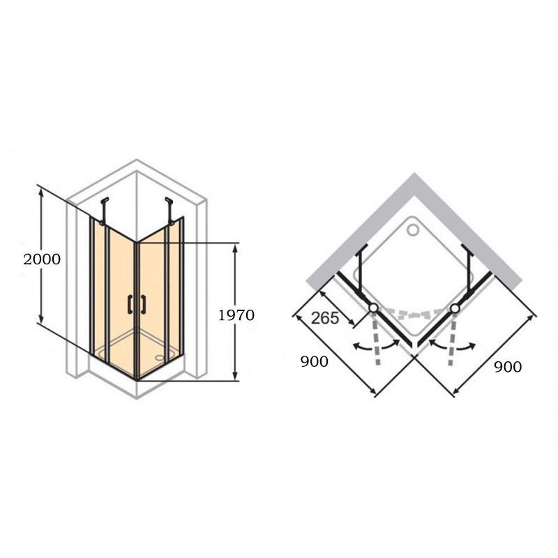 Душова кабіна HUPPE Classics 2 C23005.069.321 90x90x200 см Хром (113818) - фото 2
