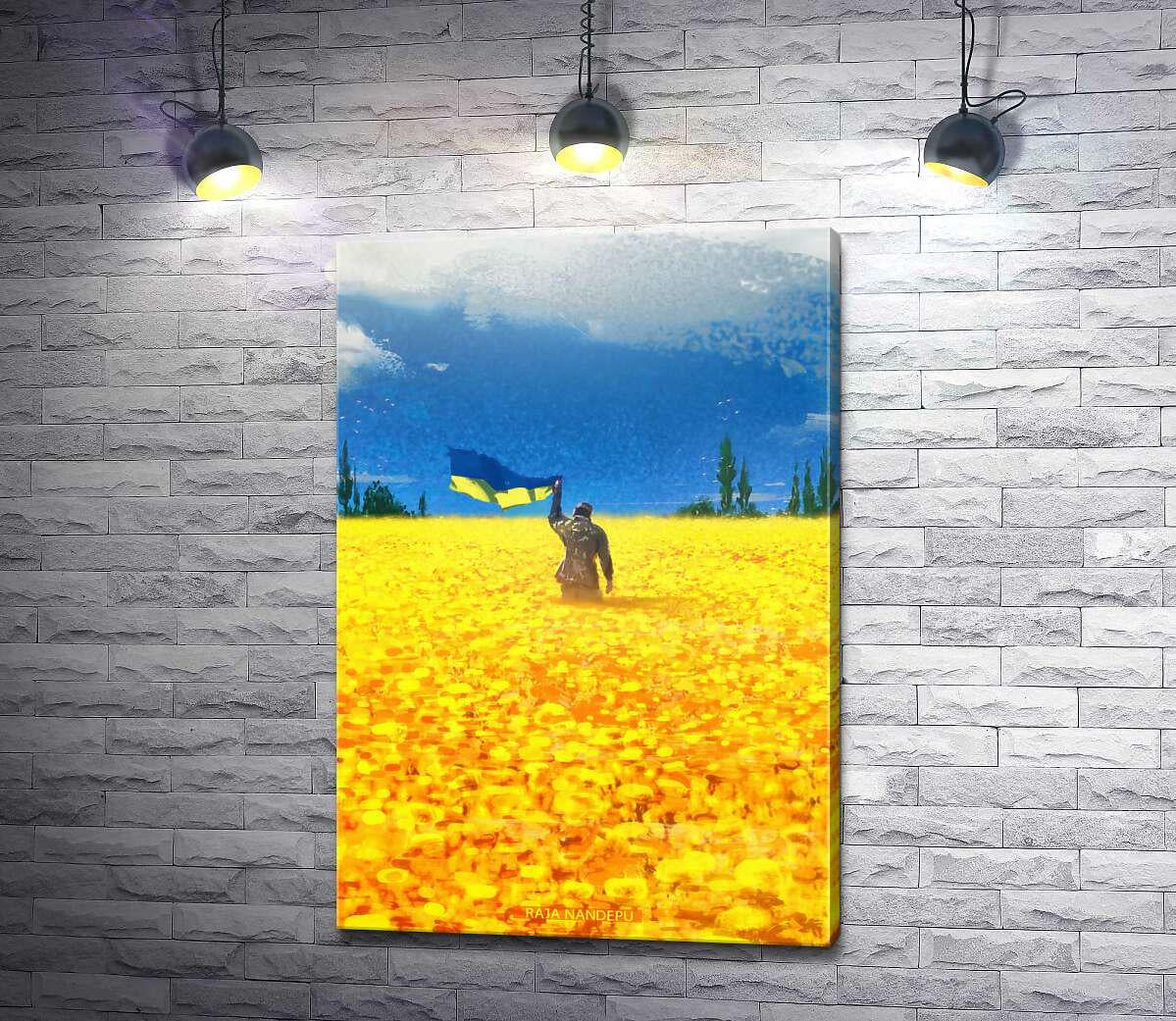 Картина ArtPoster Український воїн із прапором посеред соняшників 88x130 см Модуль №1 (003788)