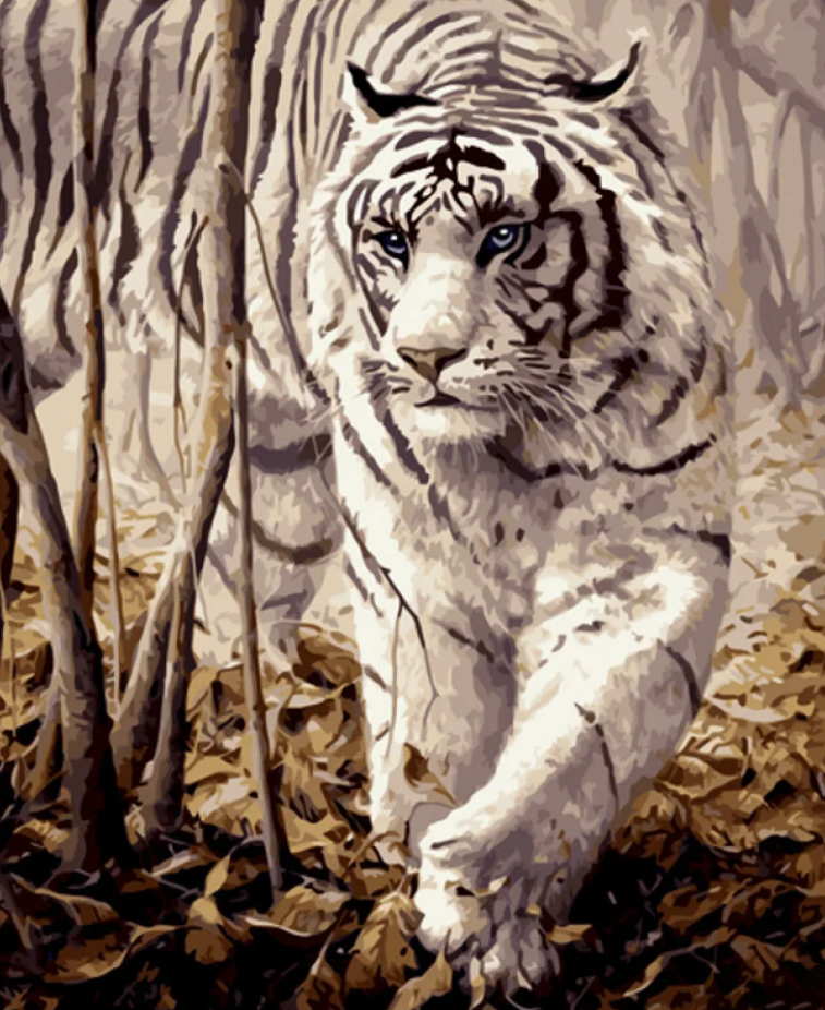 Картина по номерам Strateg Белый тигр 40x50 см (GS1124)