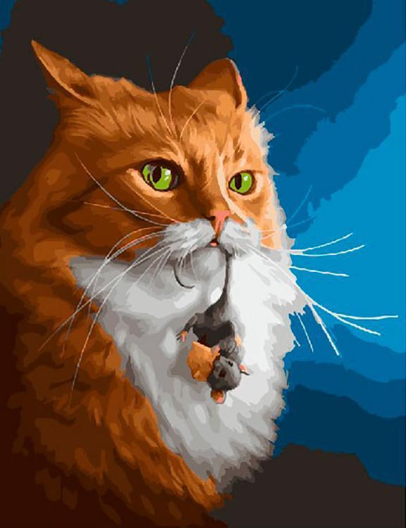 Картина по номерам Brushme Кот с мышкой 40х50 см (BRM27371)