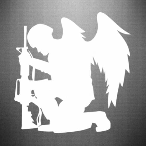 Наклейка Военный Ангел 14,5x15 см Белый (21559682)