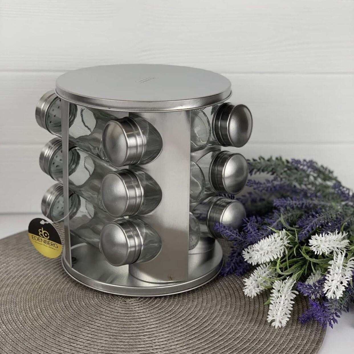Набор для специй на подставке Edenberg EB-4023 12 емкостей из нержавеющей стали (2530557661)
