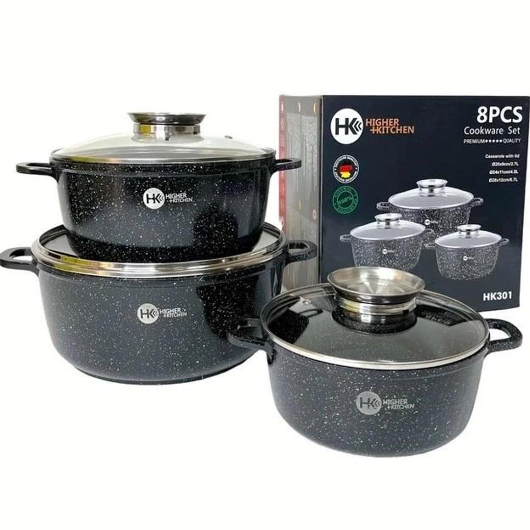 Набор кастрюль с гранитным покрытием НК-301 8 пр. Черный (23741927)