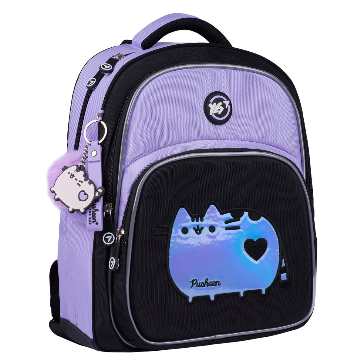Рюкзак школьный YES S-91 Pusheen Shiny 38х29х13 см Черно-сиреневый (559816)
