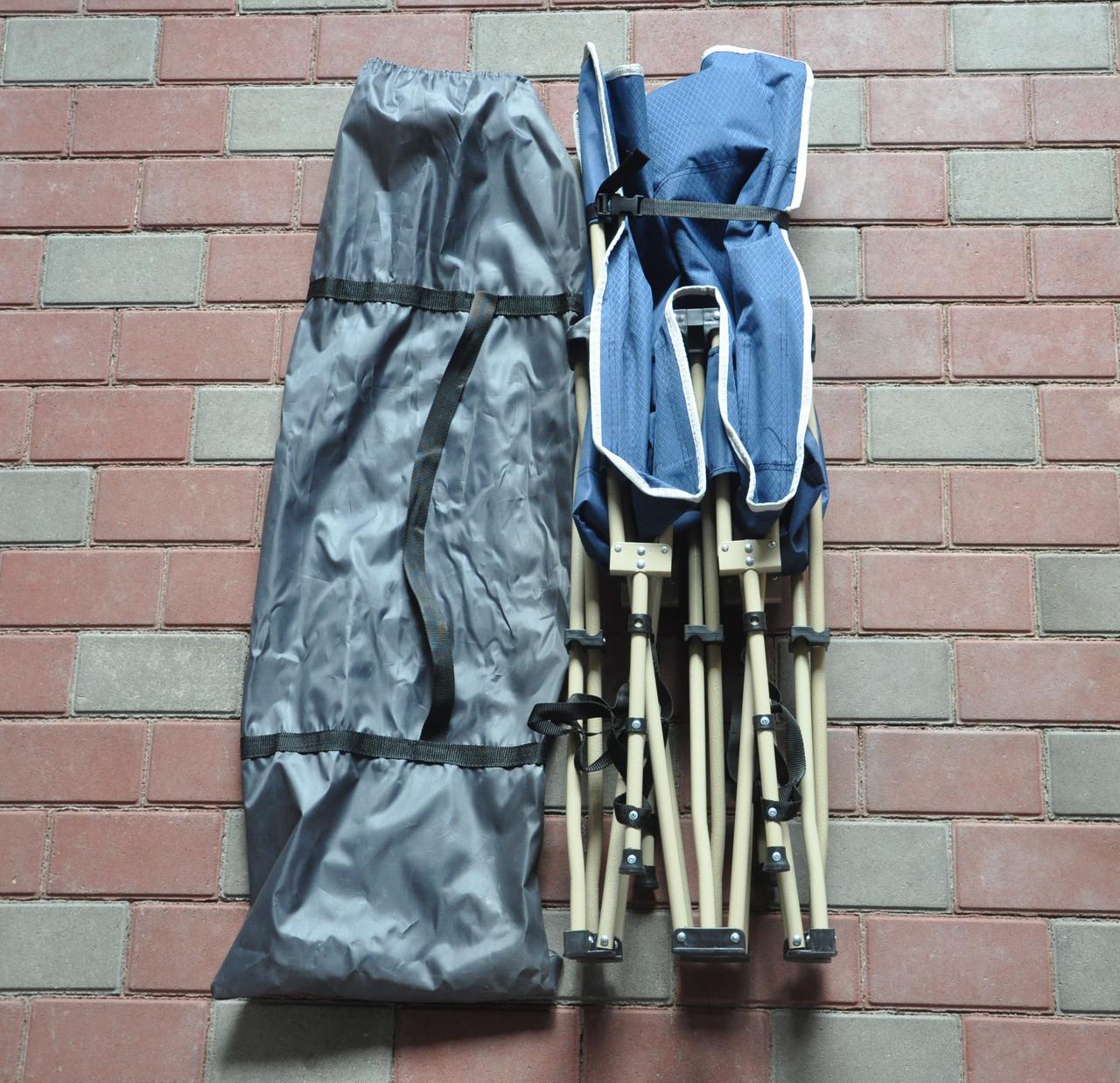 Туристична розкладачка на 10 ніжках до 130 кг з підголівником з чохлом Синій (2610842251) - фото 2 Туристична розкладачка на 10 ніжках до 130 кг з підголівником з чохлом Синій (2610842251) - фото 2