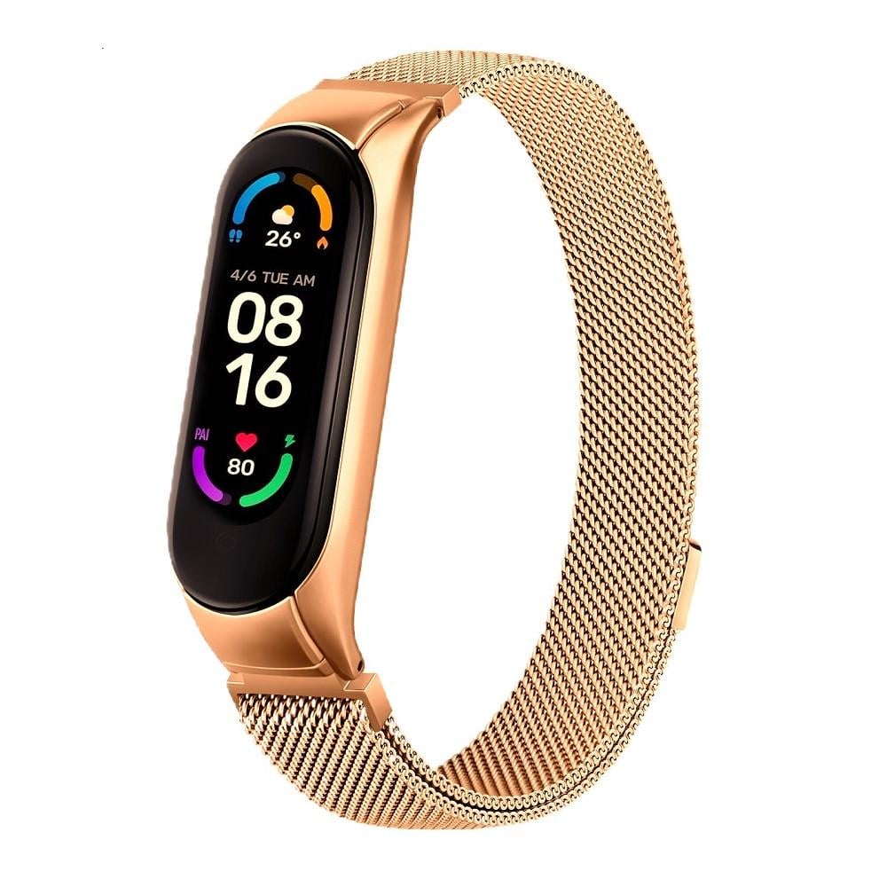 Ремінець для фітнес-браслета Xiaomi Mi Band 7 міланська петля Рожево-золотий (1695336498)