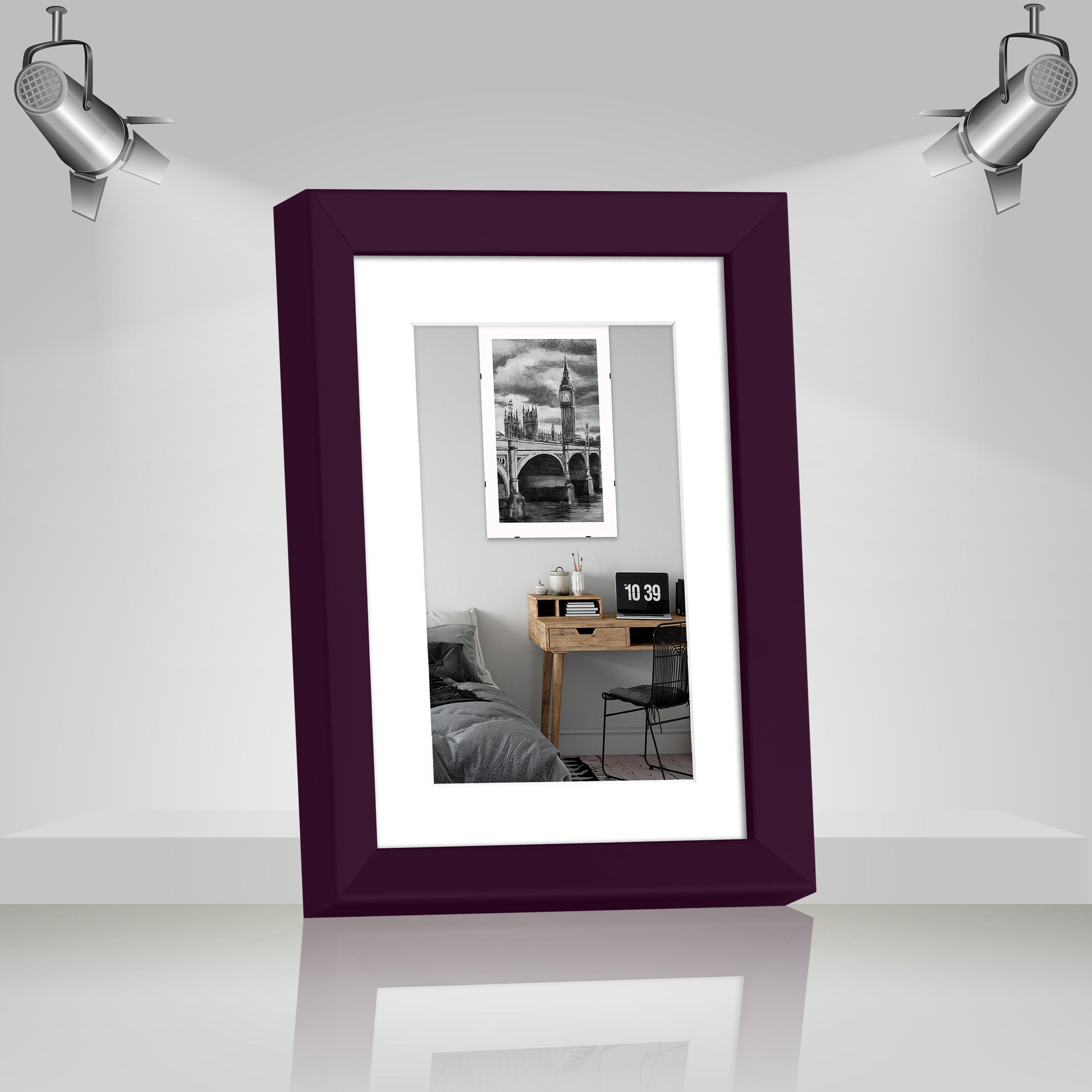 Фоторамка деревянная EmojiFrame 15х20 см под фото 10х15 см AH2220-02 пластиковое стекло 0,8 мм паспарту Фиолетовый - фото 2