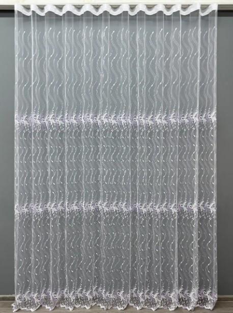 Тюль с узором фатин Белый/Сиреневый (1496т) Тюль с узором фатин Белый/Сиреневый (1496т)