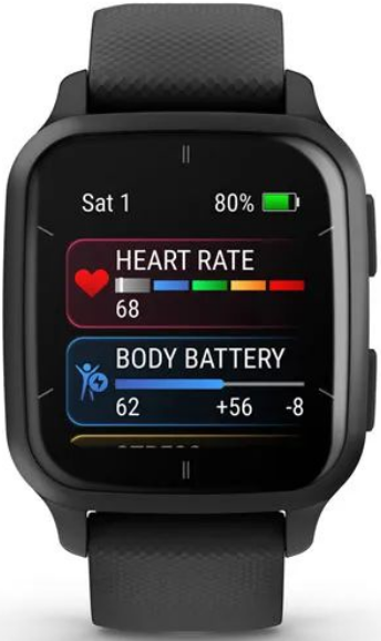 Смарт-годинник Garmin Venu Sq 2 Music Edition Slate Aluminium Bezel with Black Case and Silicone Band (010-02700-10)