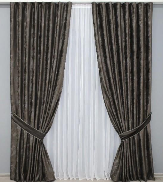 Ткань для штор Афина бархат Коричневый (1312ш) - фото 3 Ткань для штор Афина бархат Коричневый (1312ш) - фото 3