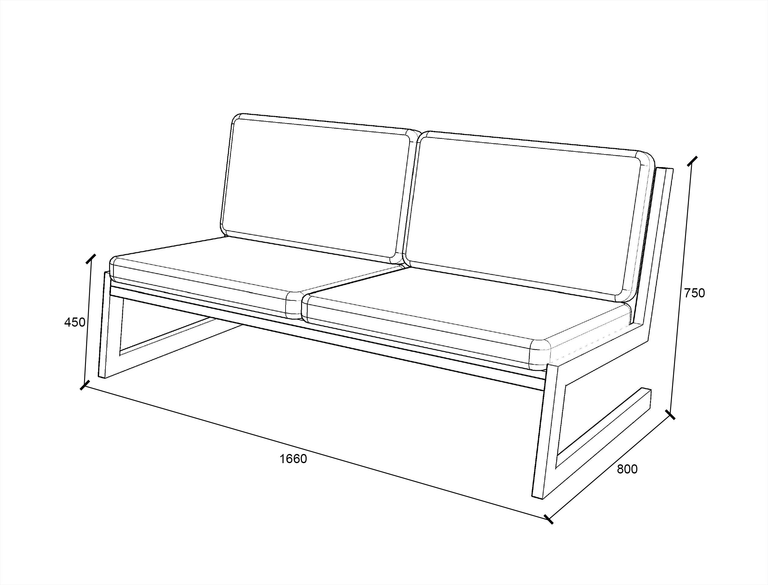 Мягкий диван Lofty SOFT двухместный из металла ширина 1660 мм Черный - фото 4