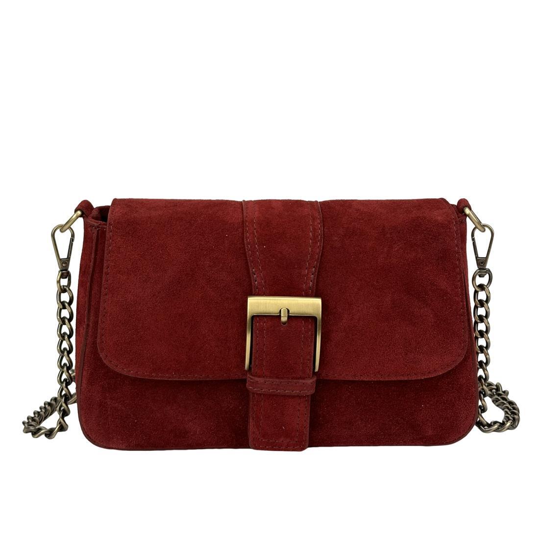 Сумка жіноча замшева Firenze Italy F-IT-012BO з ланцюжком Бордовий (2656558932) - фото 3