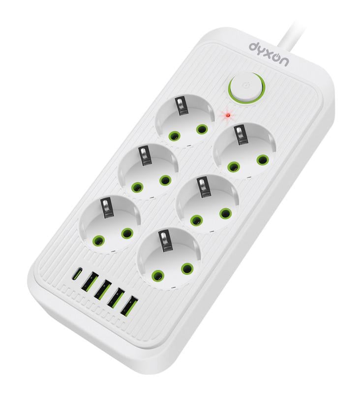 Фильтр сетевой-удлинитель DYXON 6+5 USB-A/USB-C PD Power switch 3 Meters White (DXN-3M-MFP-65PD-W)