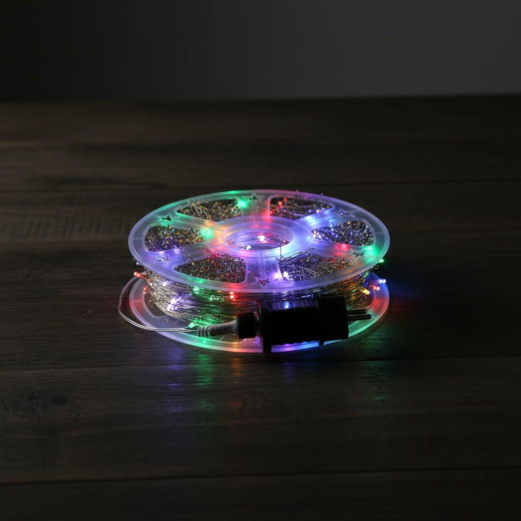 Мережева гірлянда-нитка кімнатна роса хвойна лапа 50 м 1500 LED світлодіодів Білий/Мультиколір (D1500L50MWML)