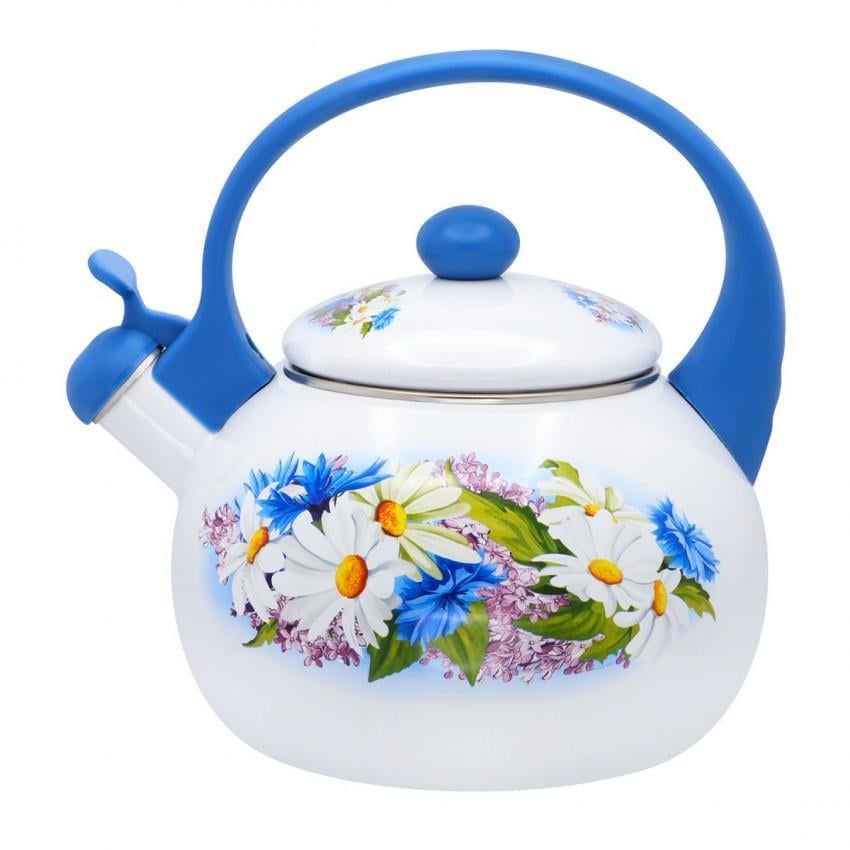 Чайник ZAUBERG Ромашка 37/L эмалированный со свистком 2,2 л (81050)
