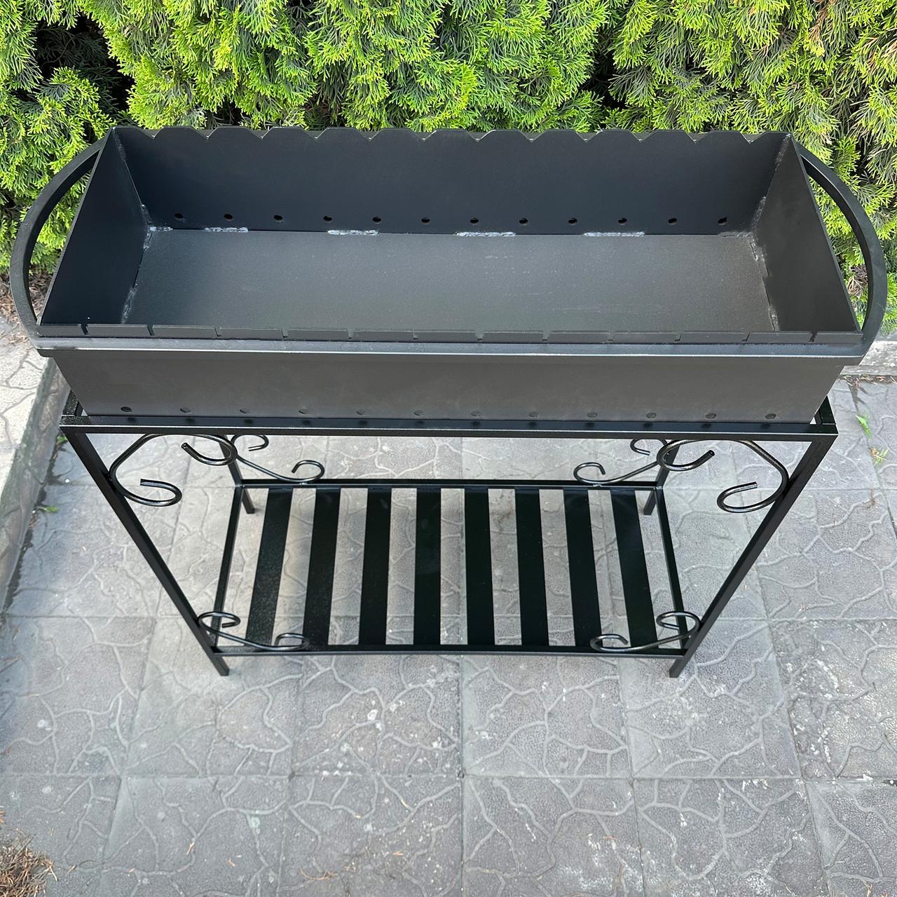 Мангал Metalzavod Гефест на 12 шампурів 3 мм на дровниці 99х36,5х94,5 см (MD12-3) - фото 3 Мангал Metalzavod Гефест на 12 шампурів 3 мм на дровниці 99х36,5х94,5 см (MD12-3) - фото 3