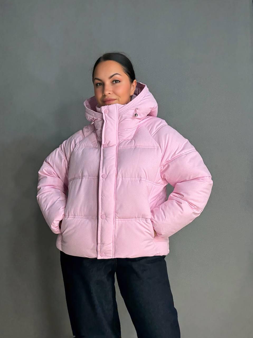 Куртка женская HAIZIYUAN 8589 средней длины с капюшоном XL Розовый (4803) - фото 7