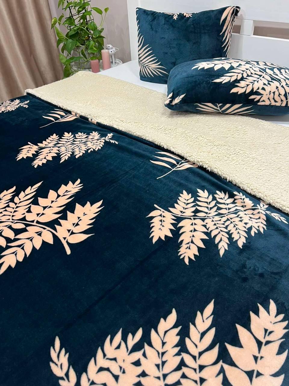 Плед искусственная овчина 200х220 см подушки 40х60 см 2 шт. Темно-синий (П4К-al-nabir-kovdra-003) - фото 2 Плед искусственная овчина 200х220 см подушки 40х60 см 2 шт. Темно-синий (П4К-al-nabir-kovdra-003) - фото 2