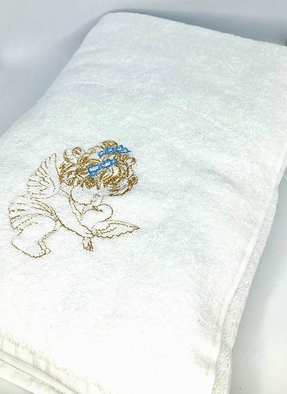 Крыжма для крещения Penetka с вышивкой Голубой ангелочек 150x100 см Белый (6493.150.100.91.6)