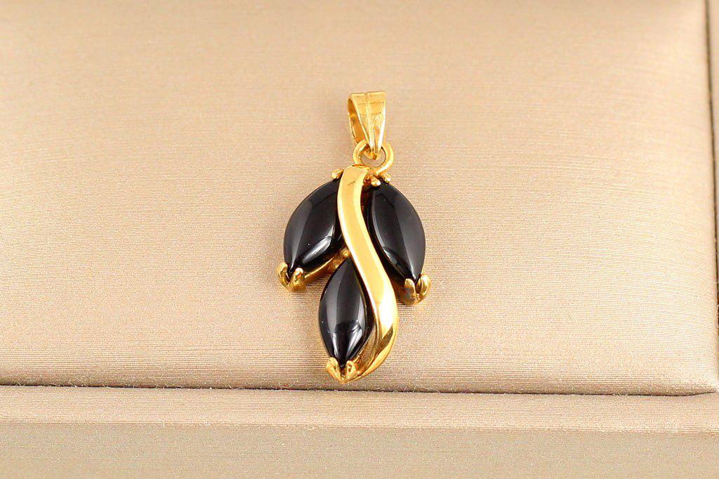 Кулон рис большой с черным ониксом 2,1 см (28794998)