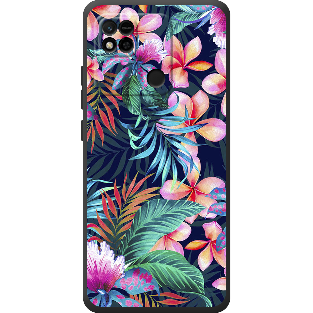 Чехол BoxFace Xiaomi Redmi 10A flowers in the tropics Черный силикон (44590-up1971-44595)