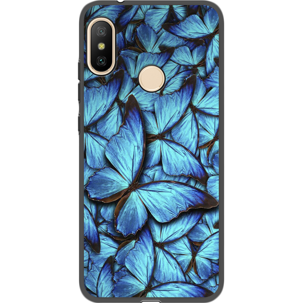 Чехол BoxFace Xiaomi Mi A2 Lite лазурные бабочки Черный силикон (34892-up1550-35127)