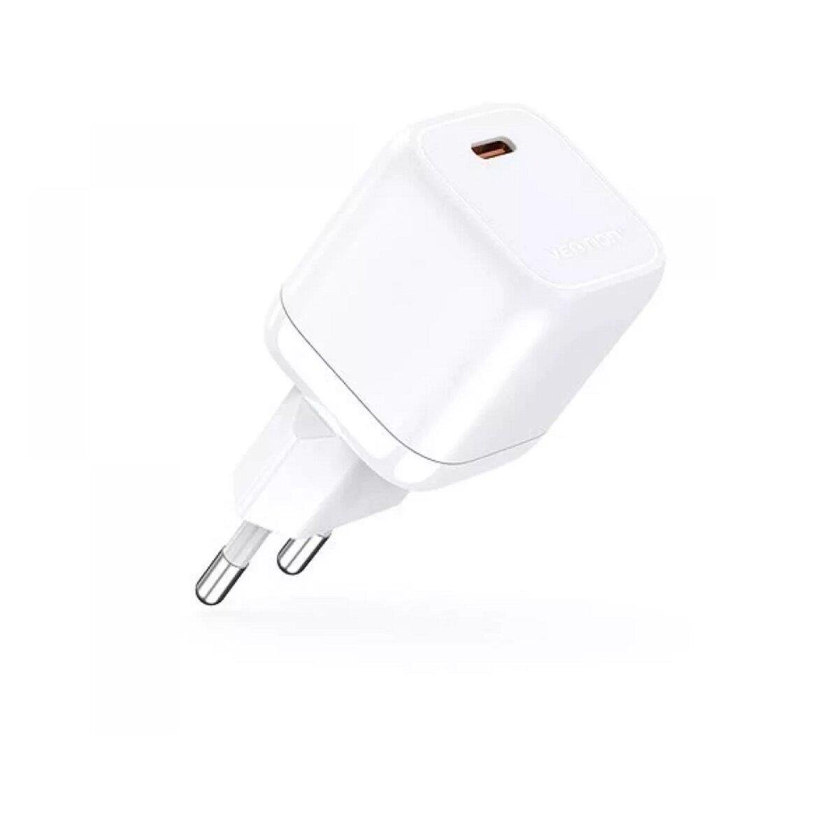 Зарядний пристрій мережевий Vention 1-port USB-C GaN Charger 30 W EU-Plug White (588717) - фото 1