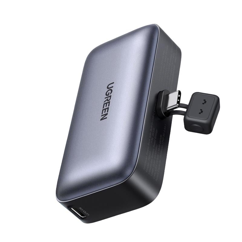 Повербанк з підставкою UGREEN PB503 5000 mAh 20W with Built-in USB-C Connector Gray (35338)