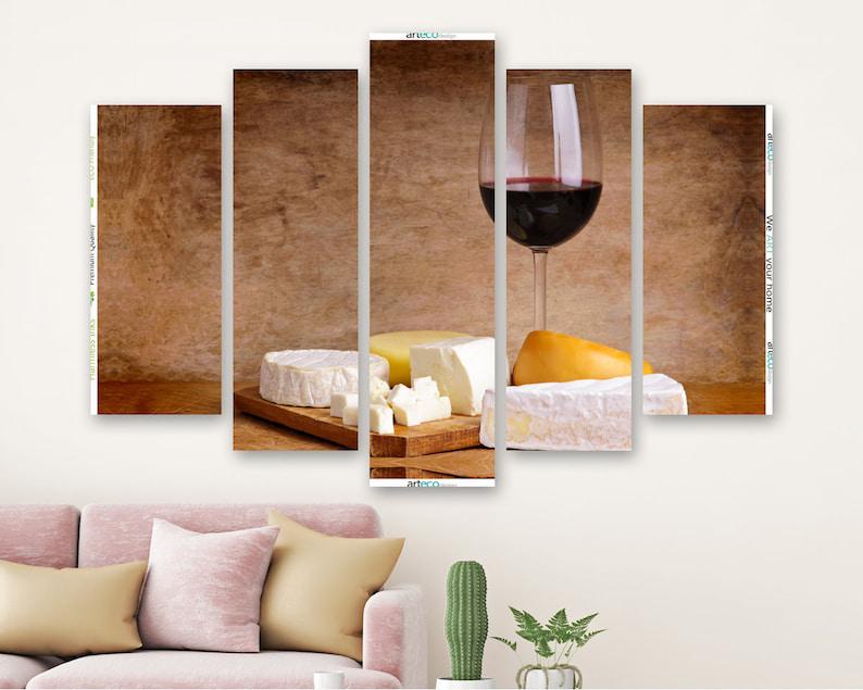 Модульная картина на холсте из пяти частей KIL Art Красное вино и сыр 187x119 см (M51_XL_111)