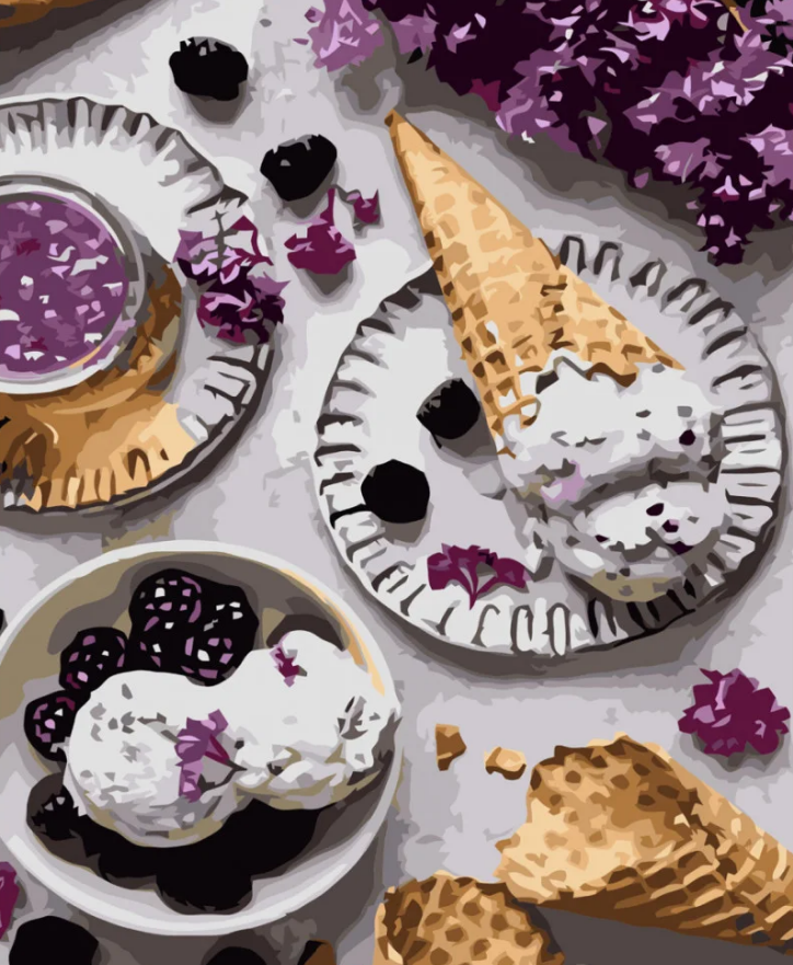 Картина по номерам Strateg Мороженое и ежевика 40x50 см (VA-3755)