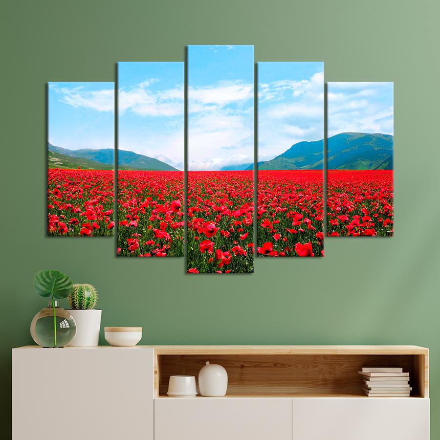 Картина природа Красная маковая долина 137x85 см (A1071-5)