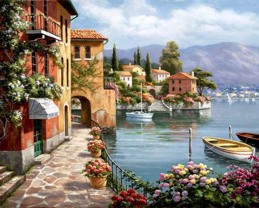 Алмазная мозаика Набережная в цветах 50x40 см (DM.071)