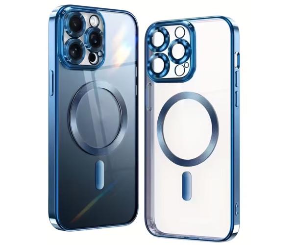 Чехол силиконовый Fashion Shining для iPhone 16 Pro с поддержкой беспроводной зарядки Синий (49881)