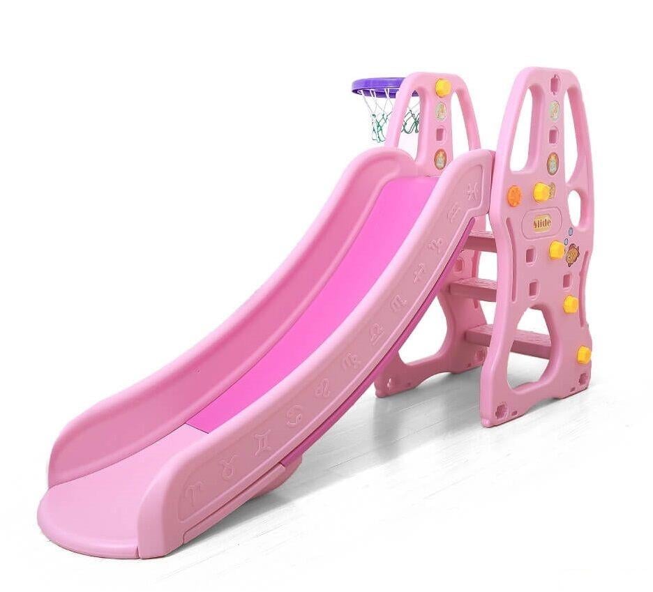 Горка детская с баскетбольным кольцом C-23056 пластиковая 181х75х104 см Розовый (150-7-94036)