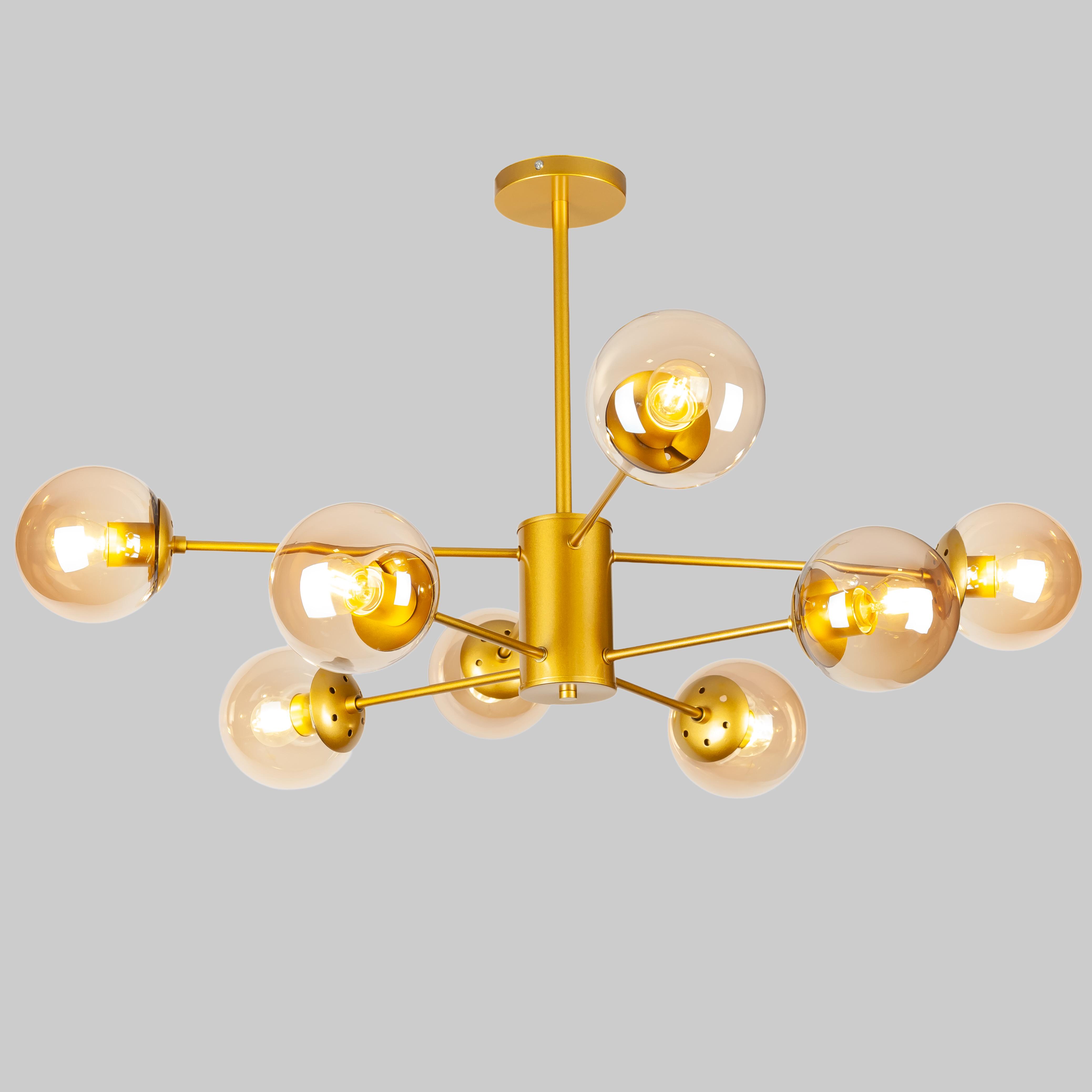 Люстра сучасна 8 ламп 92х42 см Золотий (52-6033-8 GD+BR)