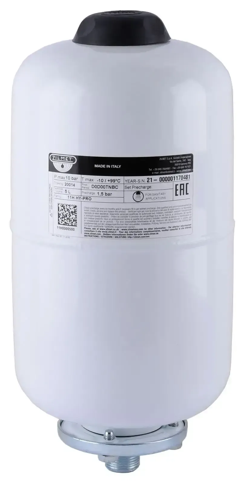 Гидроаккумулятор Zilmet Hy-Pro 5 л 3/4" (11H0000500)