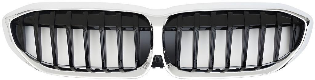 Ноздри 1 Bar 2018-2022 GBT для BMW 3 серия G20/21 2018- гг. пластик Черный глянцевый/Хром окантовкой (146512)