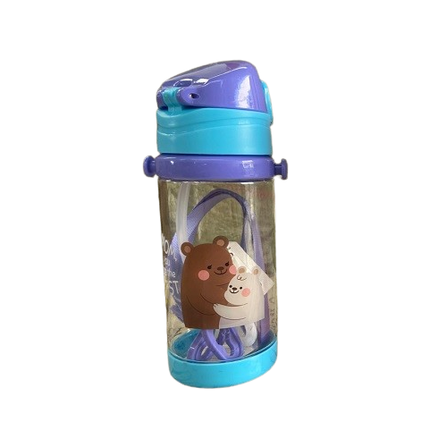 Бутылка-поилка детская Stenson WW02692 пластиковая с трубочкой/ремешком 450 мл (587011)