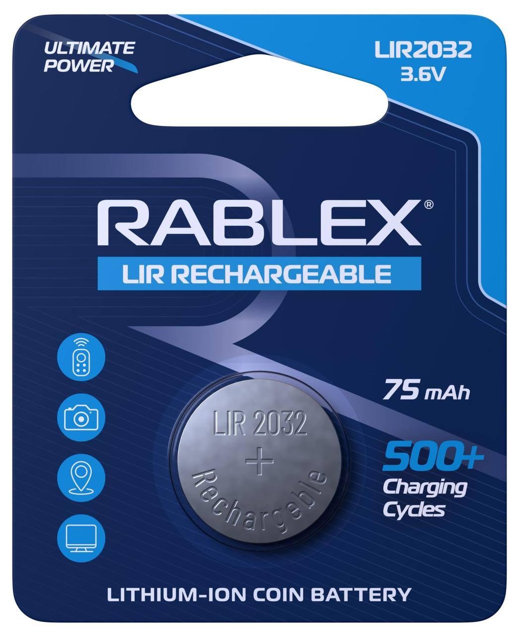 Батарейка аккумуляторная Rablex LIR2032 3,6 V 75 mAh (2228) Батарейка аккумуляторная Rablex LIR2032 3,6 V 75 mAh (2228)