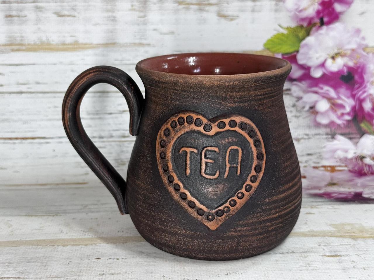 Чашка глиняная Сердце для чая ручной работы 500 мл (2708220839) - фото 1 Чашка глиняная Сердце для чая ручной работы 500 мл (2708220839) - фото 1