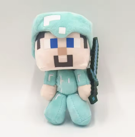 Мягкая игрушка для детей Стив в алмазной броне с мечом Minecraft 15 см (2592628395)