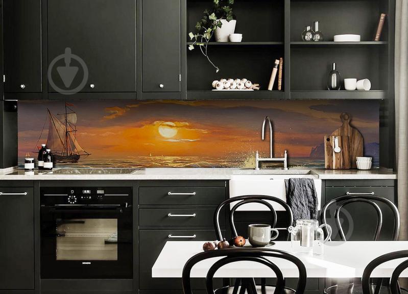 Скинали на кухню Zatarga «Закат Акварель» 600х3000 мм виниловая 3Д наклейка кухонный фартук самоклеящаяся Z180520/2