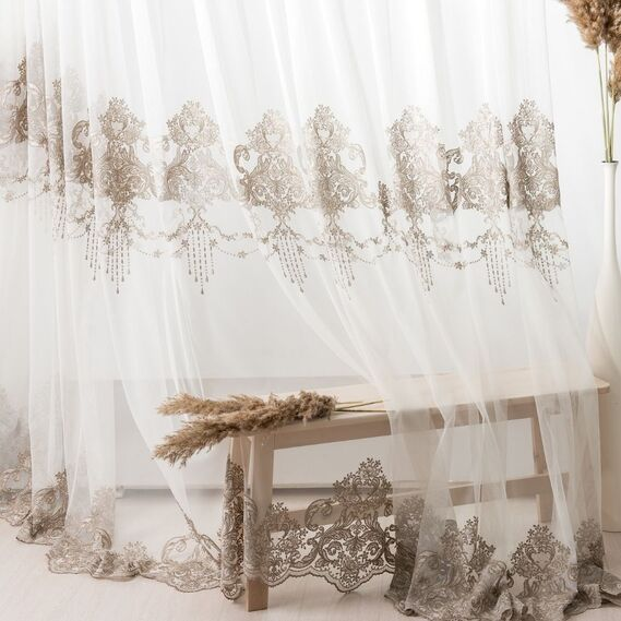 Тюль фатин IDEIA Торенто V-К1 визон 2,8 м c вышивкой (2200004071541)