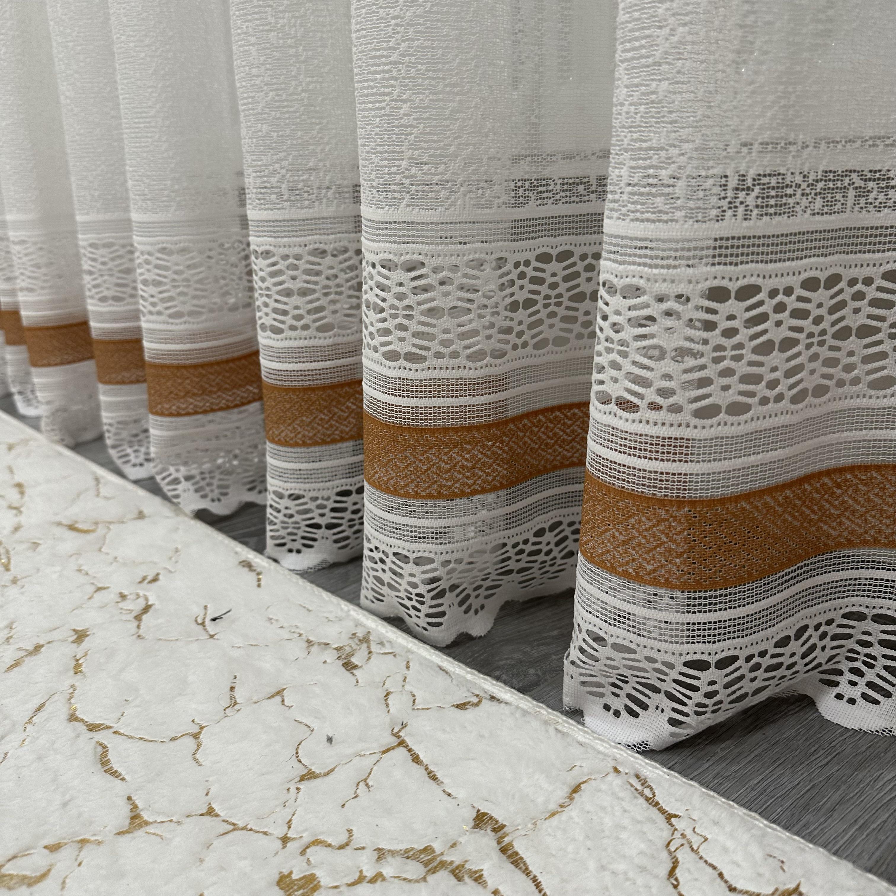 Тюль жаккард готова з візерунком 300х270 см на тасьмі 6 см 2 ряди петель Коричневий/Білий (ТПК-3) - фото 2 Тюль жаккард готова з візерунком 300х270 см на тасьмі 6 см 2 ряди петель Коричневий/Білий (ТПК-3) - фото 2