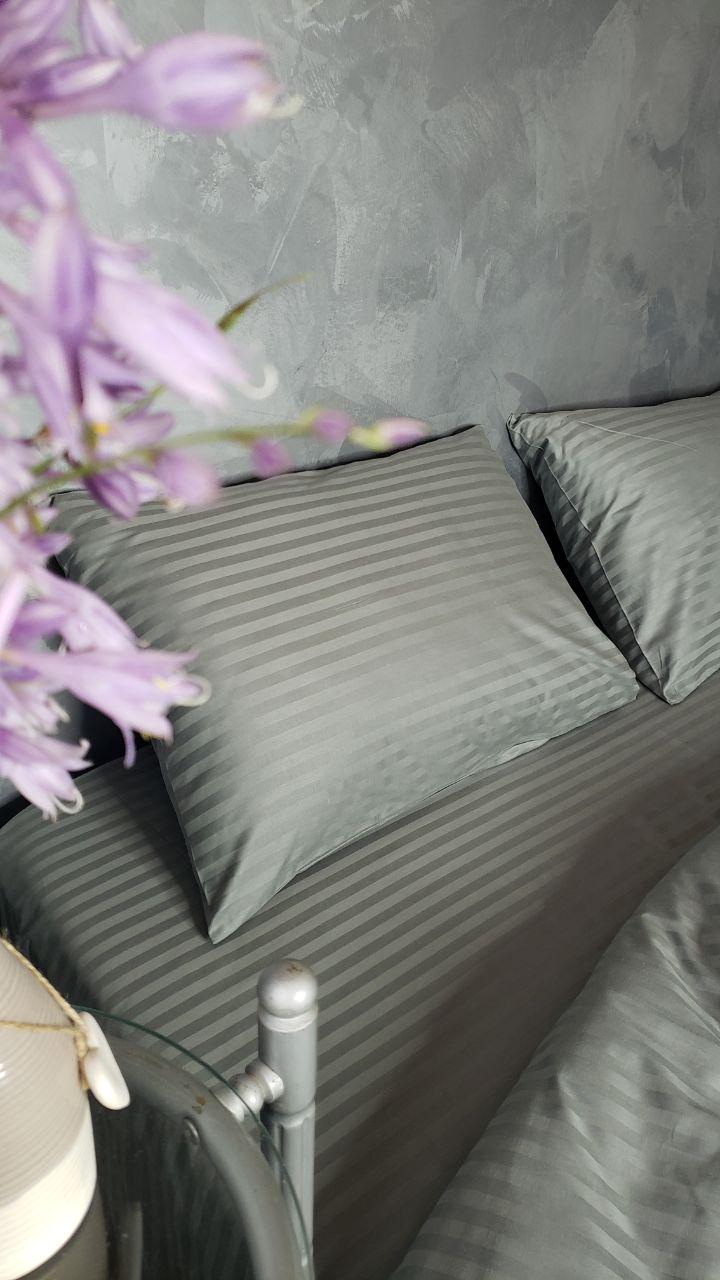 Комплект постельного белья Страйп Сатин Люкс Двуспальный 50x70 см (000653)