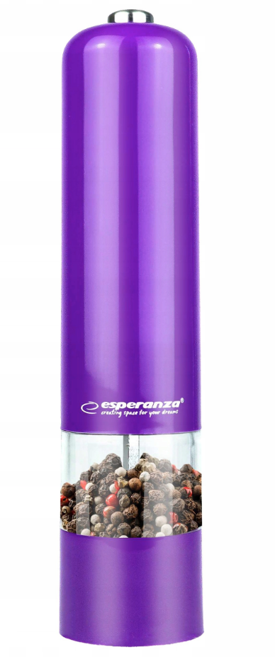 Мельница для помола электрическая Esperanza 5x5x24 см с подсветкой пластиковая Фиолетовая (1725368742)