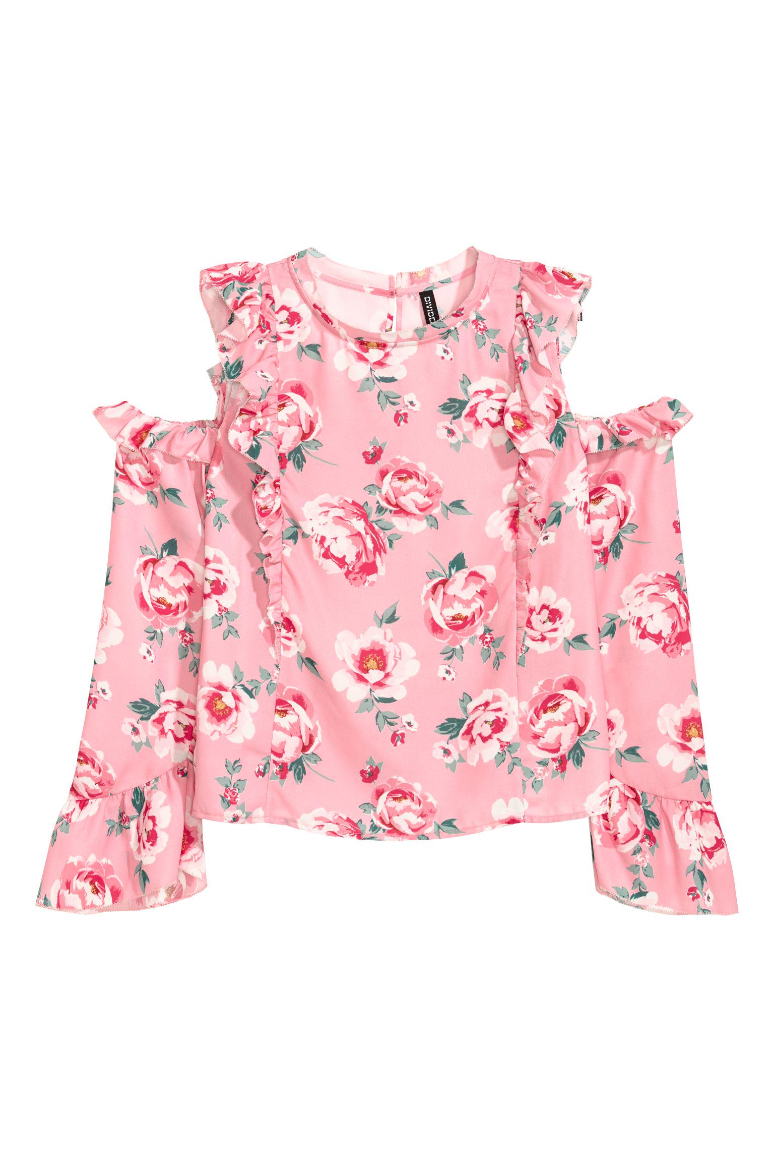 Блуза H&M Цветы р. 40 Розовый (1511580959)